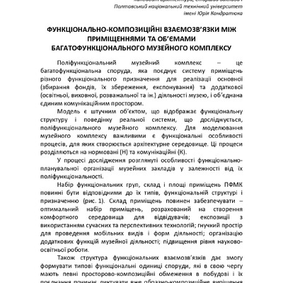 Функціонально-композиційні взаємозв’язки між приміщеннями та об’ємами багатофункціонального музейного комплексу